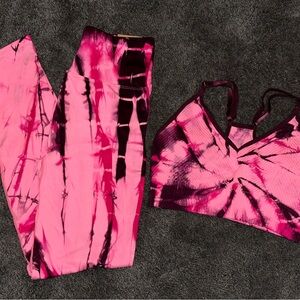PINK Tie-Dye Women's Leggings and Bra Set sz S/P